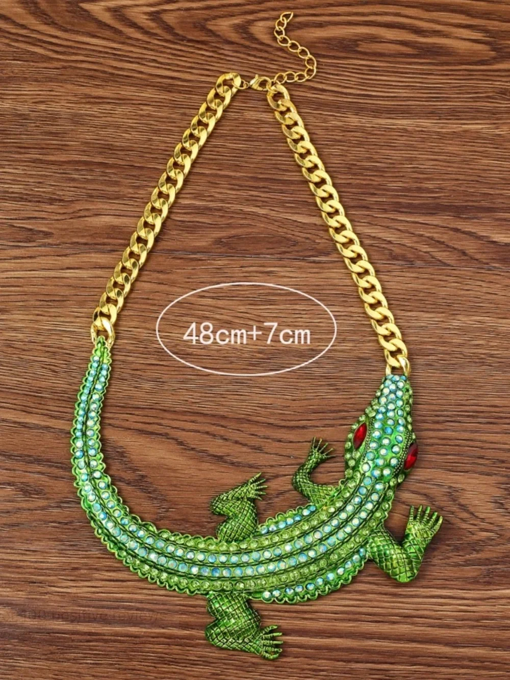 Statement Piece Sparked Alloy Crocodile Necklace - Green